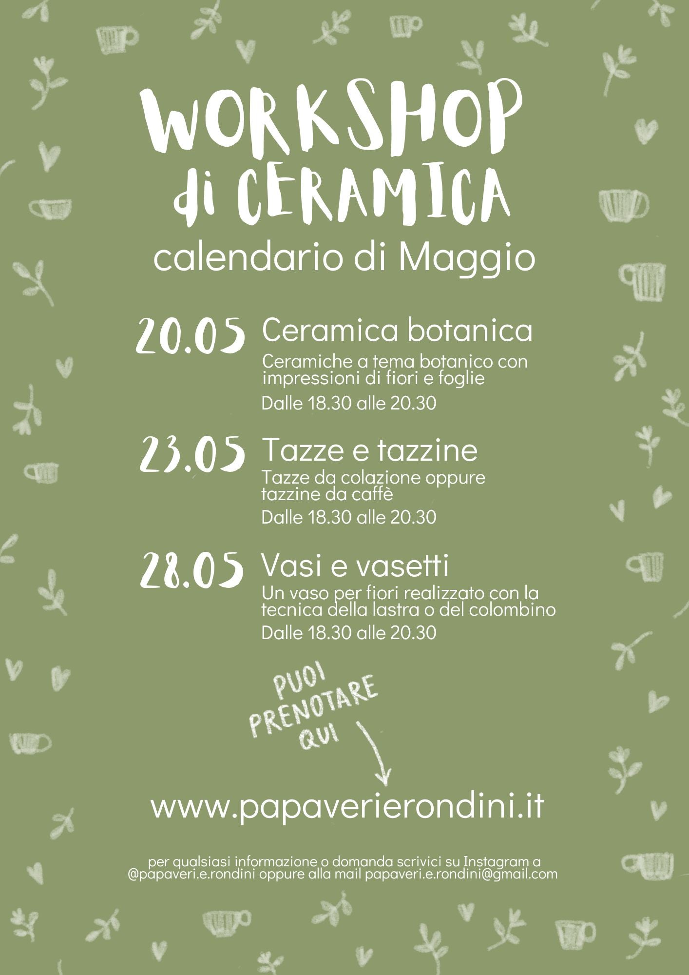WORKSHOP di MAGGIO 🌷