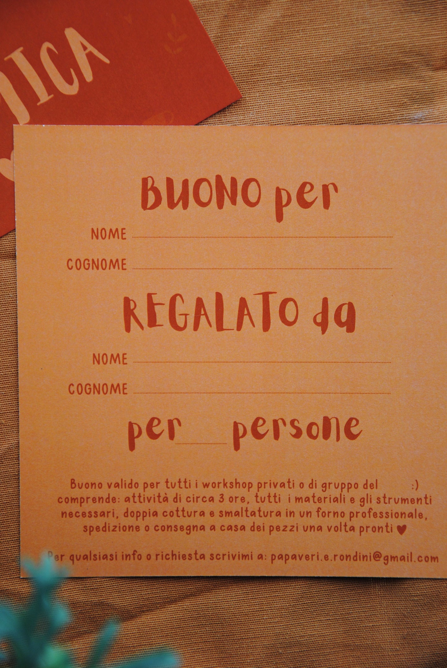BUONO REGALO PER UN WORKSHOP DI CERAMICA