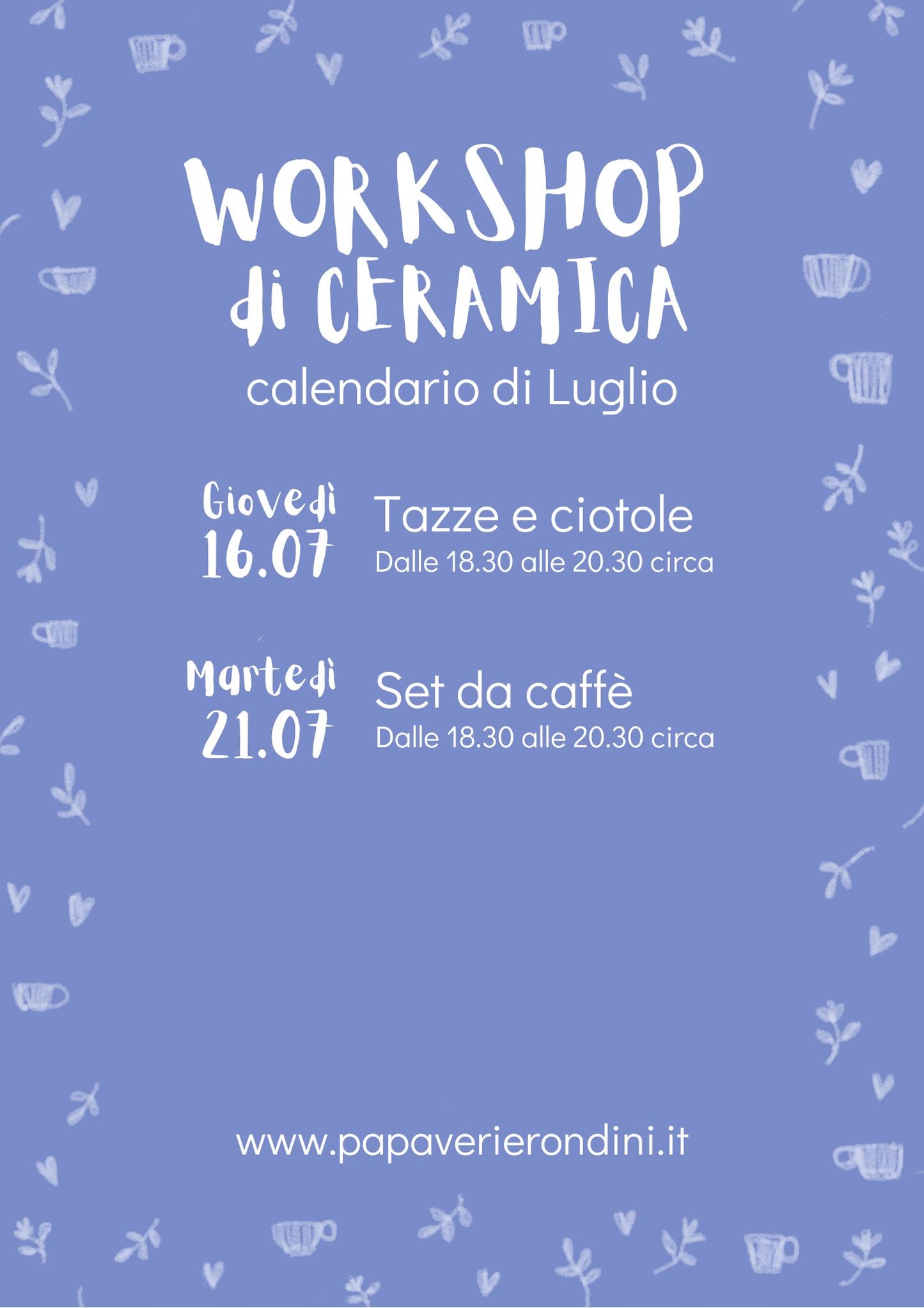 WORKSHOP di GIUGNO e LUGLIO 💛